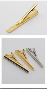 Classic metallic tie clip featuring an elegant textured plaid design for business wear.