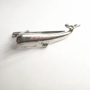 Vintage whale silver tie clip for men fashion copper accessory business gift suit decor