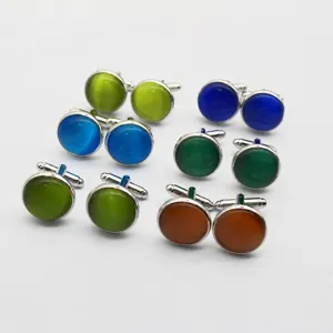 Wholesale multi-color cat's eye stone cufflinks for men's business shirts and suits.