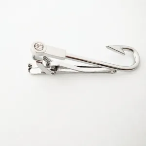 Zilveren vishehaak stropdas clip met strass retro ontwerp voor heren kleding accessoires