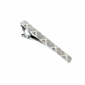 Herren Krawattenklammer Kupfer Diamant Muster Business Anzug Krawatte Zubehoer silber