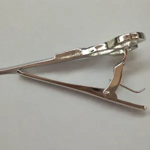Silver metal tie clip featuring a creative scissors shape design for men business suit.