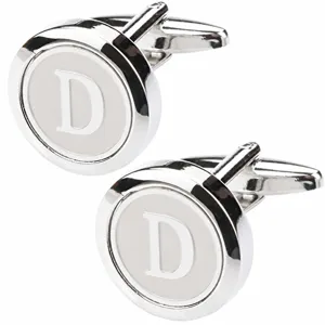 Men's silver-tone metal letter D French shirt cuff links business fashion accessory