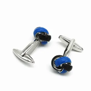 French Style Copper Cufflinks Klein Blue Black Oil Dropping Twisted Rope Men Dress Shirt Cuff Links