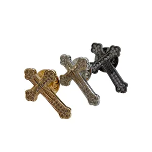 Rhinestone cross brooch pin set for men women vintage suit accessories elegant jewelry gift