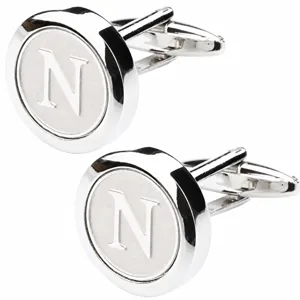 Mens silver letter N cufflinks for formal french shirts, high quality business metal.