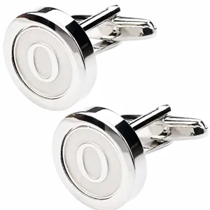 Men silver tone metal French shirt letter O cufflinks stylish business dress cuff studs accessory