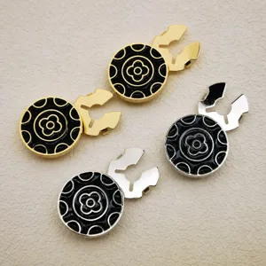 Men's Vintage Copper Cufflinks Round Geometric Pattern Gold Silver Plated Business Suit Shirt Cuff Links