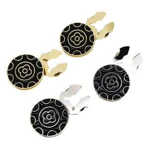 Luxury black gold flower pattern metal decorative buttons cufflinks set of four pieces