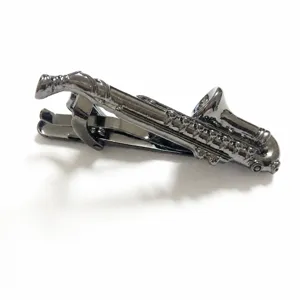 Metal saxophone tie clip business suit accessory creative musician gift for men style.