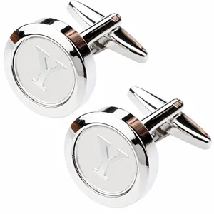 Men's silver metal letter Y cufflinks French shirt business suit accessories wedding.