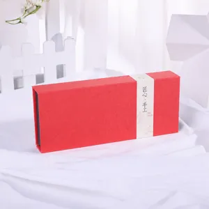 Red rectangular gift box for comb retro jewelry packaging flip top empty gift box main view