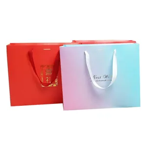 Gradient paper gift bag tote shopping bags for wedding party clothing store packaging
