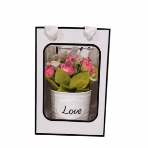 Kleine cadeautas met doorzichtig venster voor bloemen taarten draagbare verpackung