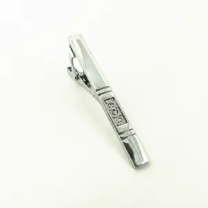 Men's business metal tie clip with sparkling rhinestones, elegant formal wear accessory for men.