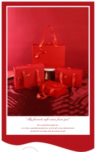 Coffret cadeau rouge à tiroir avec ruban, idéal pour rouge à lèvres et emballage de parfum.