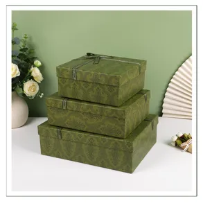 Boites cadeaux vertes vintage avec couvercle et ruban pour anniversaire mariage fete deco