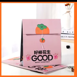 Creative cartoon file bag for documents, cute persimmon pattern, pink paper storage bag, office.