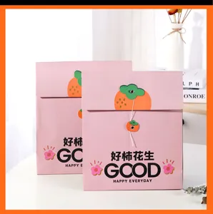 Cute cartoon file bag pink paper gift packaging bag for office stationery storage and documents.