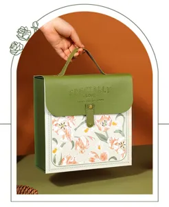 Fresh leather gift box with floral pattern, elegant packaging for birthdays and parties.