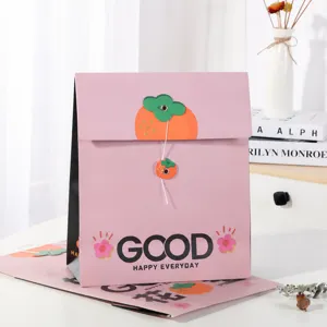 Creative cartoon paper file bag, cute persimmon design document organizer and gift packaging.