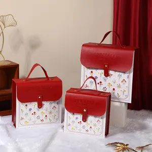 Portable Leather Gift Box High-End Empty Present Packaging Box For Birthday Wedding Party Holiday Decorative Storage Box