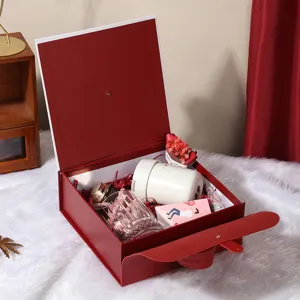 Red leather gift box packaging empty box luxury souvenir birthday present box storage case
