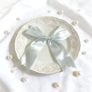 Elegante fiocco in nastro di raso azzurro per confezioni regalo, decorazioni nozze.