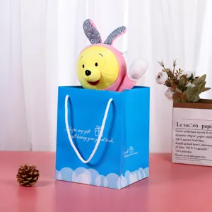 Azul Claro Cartón Regalo Bolso Moda Minimalista Bolso de Mano Para Embalaje Cosmético Compras Y Uso Diario