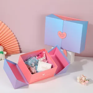 Gradient double open gift box for Valentine's Day cosmetic candy packaging present box