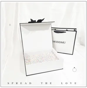 Minimalist black and white gift box large magnetic closure packaging for cosmetics and skincare.