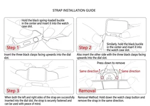 Guía de instalación para correa de nailon Apple Watch con instrucciones paso a paso claras.