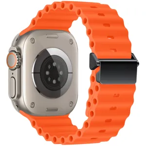 Cinturino di ricambio in silicone ondulato compatibile con smartwatch, arancione vivace.