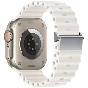 Cinturino per orologio in silicone bianco ondulato di ricambio compatibile sport elegante.