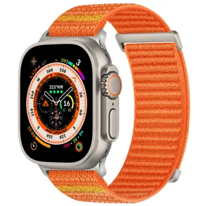 Orange Alpine Loop nylon watch band replacement compatible with smart sports watches easily.