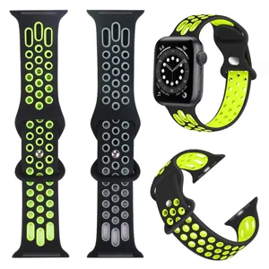 Cinturino di ricambio sportivo forato in silicone compatibile con Apple Watch, traspirante.