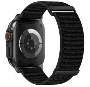 Alpine nylon watch band detail view showing back sensor and sturdy metal loop clasp.
