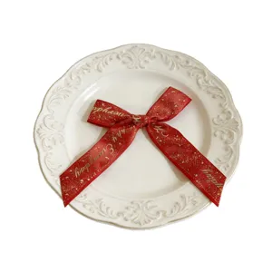 Gold stamping ribbon bow for gift box decoration and exquisite craft accessories