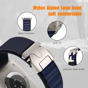 Correa de reloj de nylon estilo alpino con hebilla metalica para smartwatch comoda.