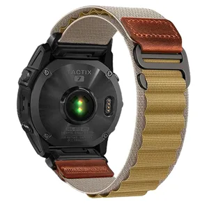 Bracelet de montre boucle alpine en nylon avec cuir pour Garmin Fenix 7 8 Tactix accessoire