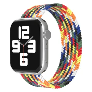 Bracelet tressé coloré compatible avec Apple Watch, bracelet de rechange élégant en nylon.