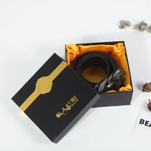 Black Crocodile Pattern Luxury Gift Box For Belt Packaging Business Souvenir