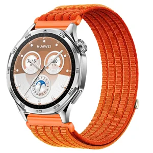Cinturino per orologio in nylon di ricambio con design intrecciato arancione brillante, resistente.