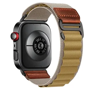 Alpine nylon watch strap with leather accent compatible smart watch replacement loop band