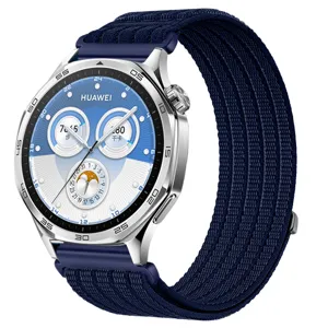 Cinturino in nylon a cappio dettaglio per smartwatch, tessuto traspirante con fibbia metallica.