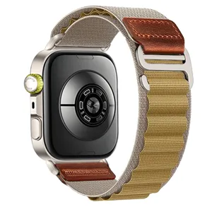 Replacement nylon Alpine loop watch strap with leather patch and titanium G-hook buckle.