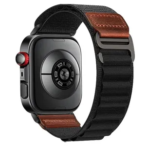 Nylon alpine loop watch band with leather accent, durable woven replacement strap.