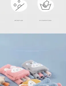 Gants chauds de dessin animé demi-doigt d'hiver pour enfants, mitaines thermiques douces.