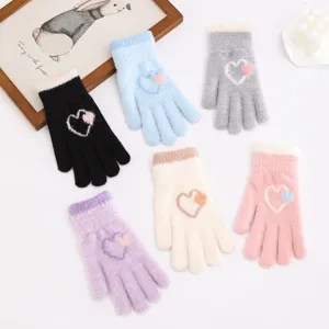 Winter Warm Knitted Gloves For Women Thickened Fleece Lined Windproof Cold Weather Thermal Mittens Daily Commute