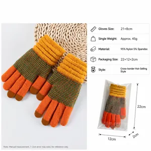Winter thermal knit gloves with touchscreen fingers, comfortable and thick acrylic material.